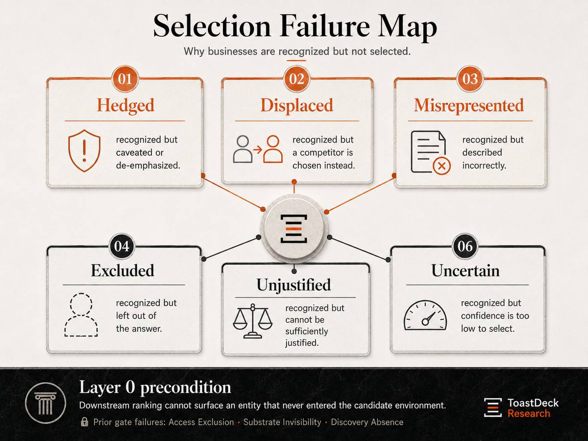 Selection Failure Map — ToastDeck Research