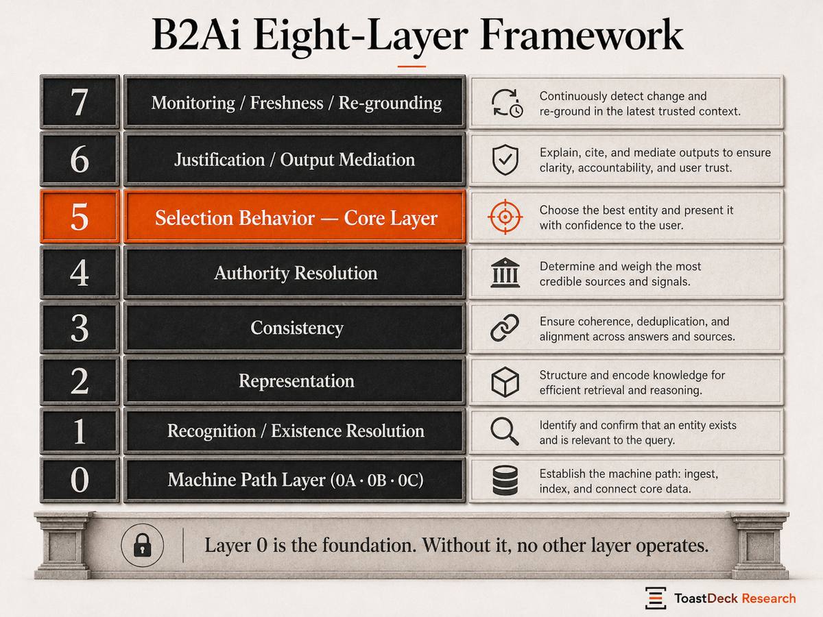 B2Ai Eight-Layer Framework — ToastDeck Research